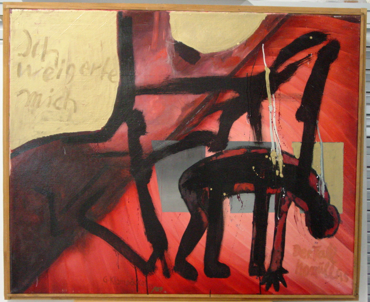 "Ich weigerte mich/Der Fall Homullus", Öl auf Leinwand, 1985/89. Das Bild gehört als Schenkung zur Sammlung der Neuen Sächsischen Galerie, Chemnitz.